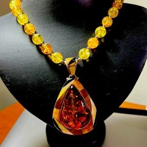Amber Pendant Necklace — Artisan NWOT